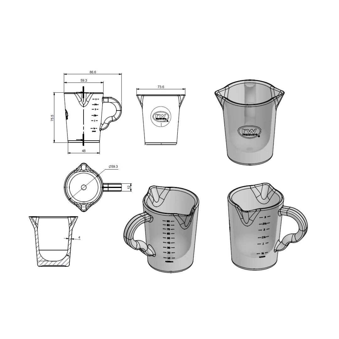 3oz Shot Pitcher, Double Spouted, Polycarbonate