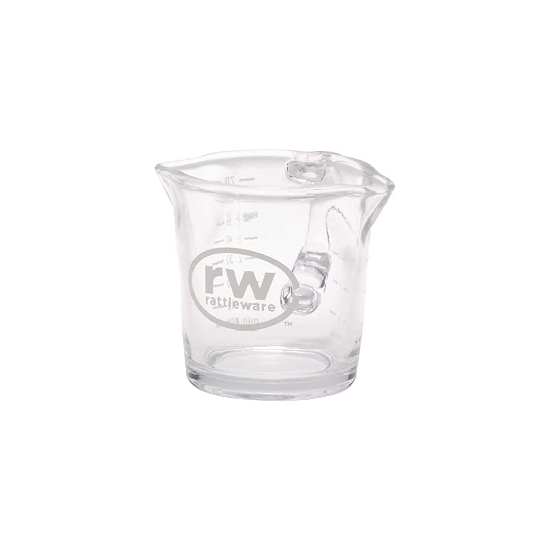 Rattleware 3oz Shot Pitcher with White Printing, Glass, Double Spout, Set of 6 - 27610