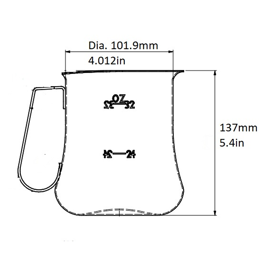 40 oz Graduated Bell Pitcher, Stainless Steel, 07247