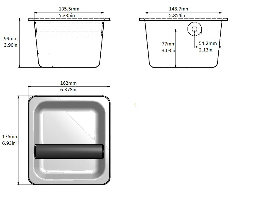 Rattleware 6" x 5.5" x 4" Heavy-Duty Knock Box - All-Stainless Espresso Puck Disposal for Baristas – Welded Bar, Durable & High-Performance