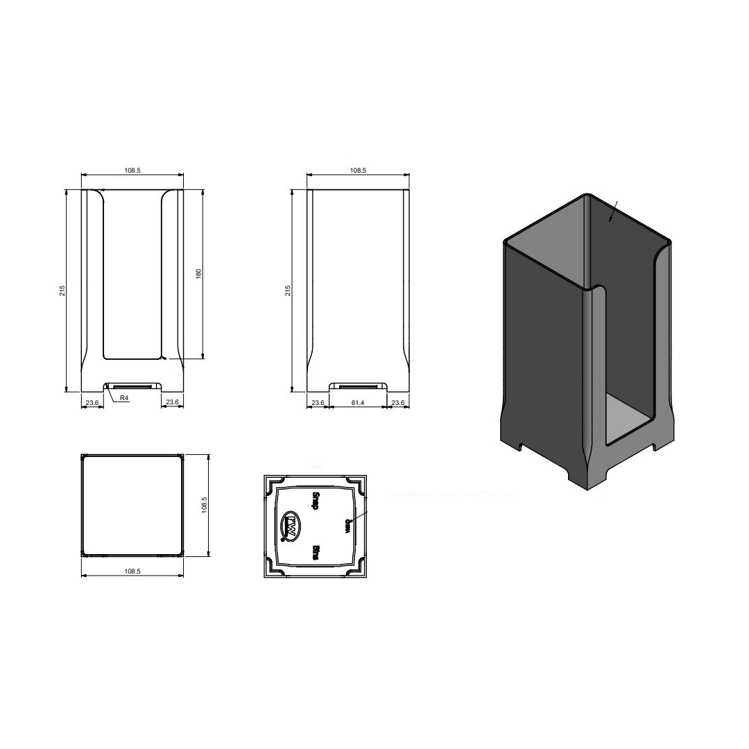 8-Inch Snap Bin, Lid Holder, Black, 82010-01