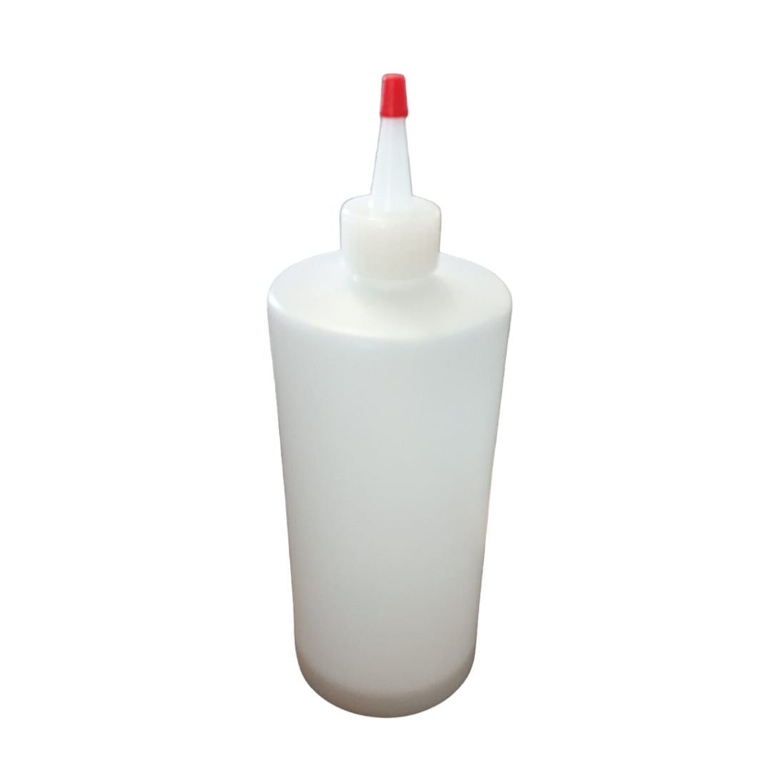 Bottle for Sauce Dispenser, White, Threaded, With Nozzle and Cap