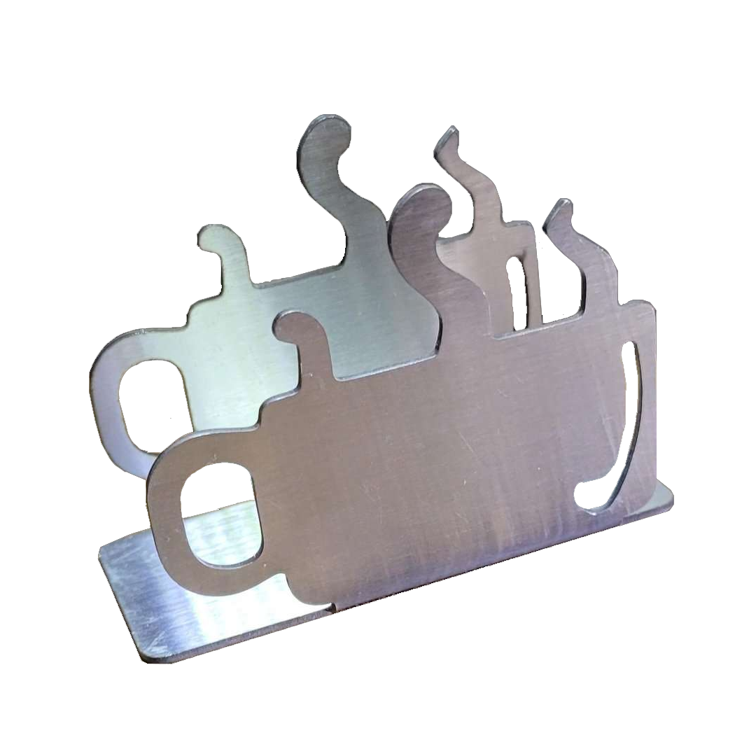 Business Card Holder, Stainless Steel, Coffee Cup Design, 05443