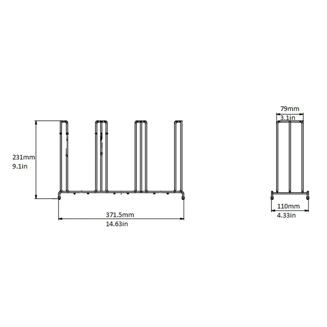 Cup Rack, 3 Section, Wire, Flat