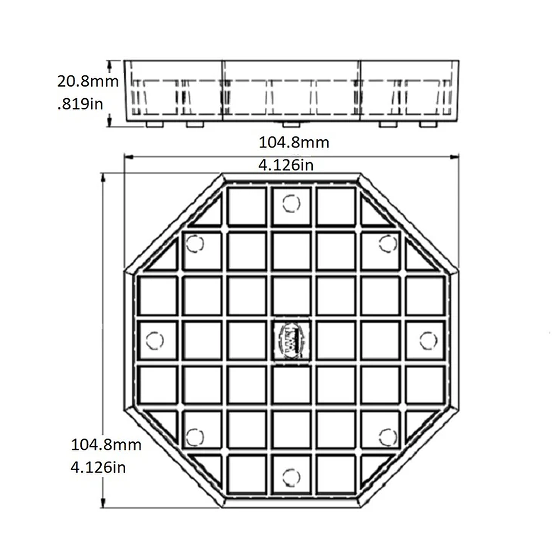 Drip Tray, 4″x4″x1″, Black Polymer, Removable Grate