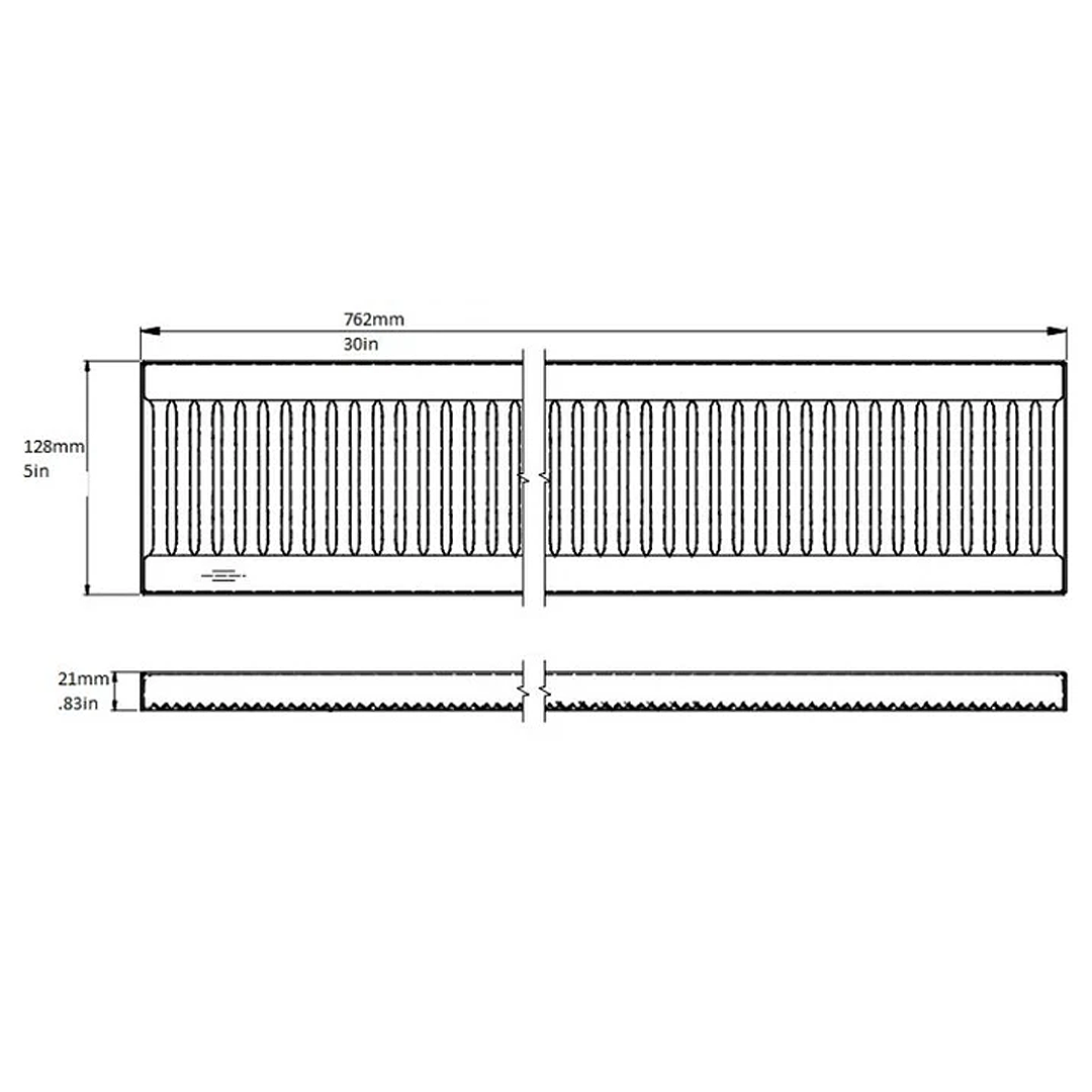 Drip Tray, 5″x30″x0.75″, Stainless Steel, Removable Grate