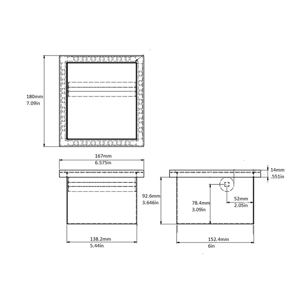 Knock Box, 6″x5.5″x4″, Stainless Steel, 25110