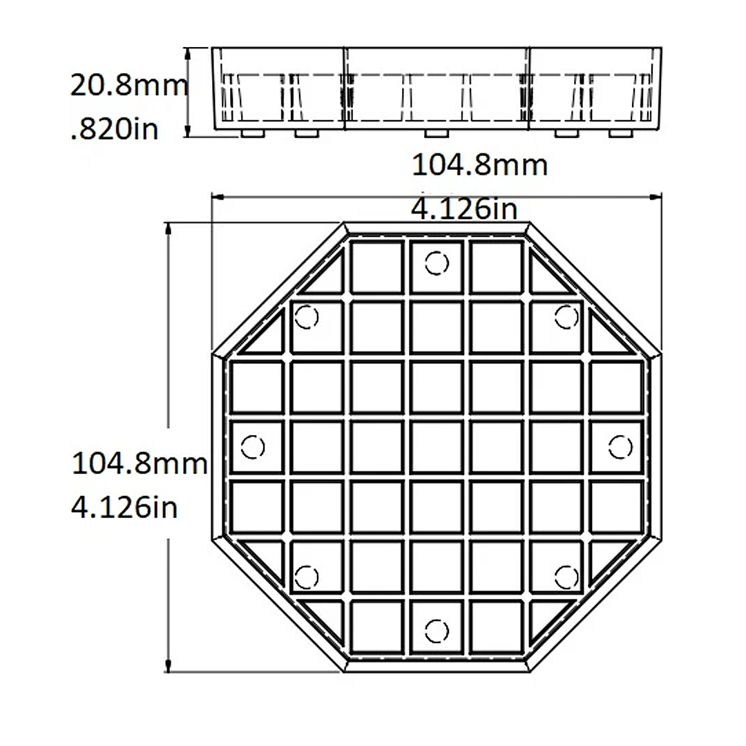 Octagonal Drip Tray, Polymer, Orange, 4″x4″x1″, Removable Grid, 61051