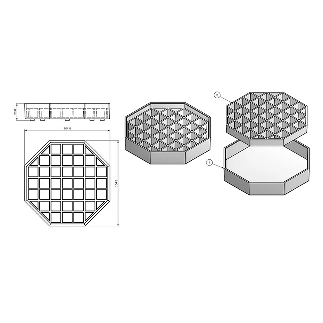 Octagonal Drip Tray, Polymer, Black, Removable Grid, 61050