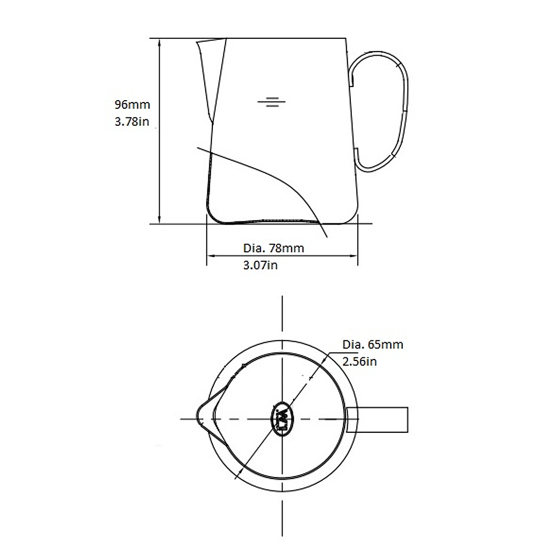 12 oz Stainless Steel Pitcher – Handle-Free, Rubber Shell, NSF Style (Model: 27212)