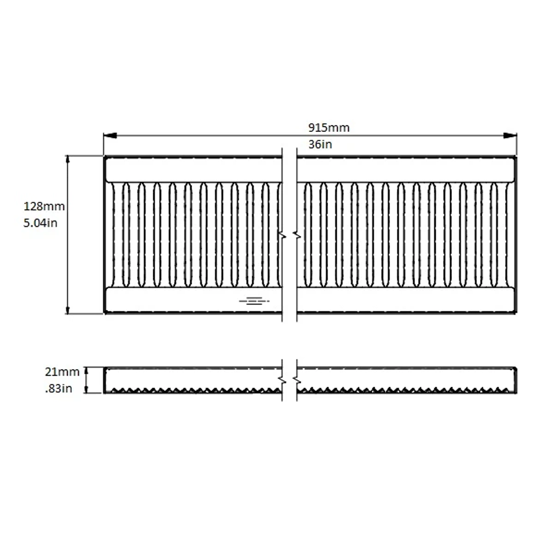Drip Tray, Stainless Steel, 5″x36″x0.75″, Removable Grate