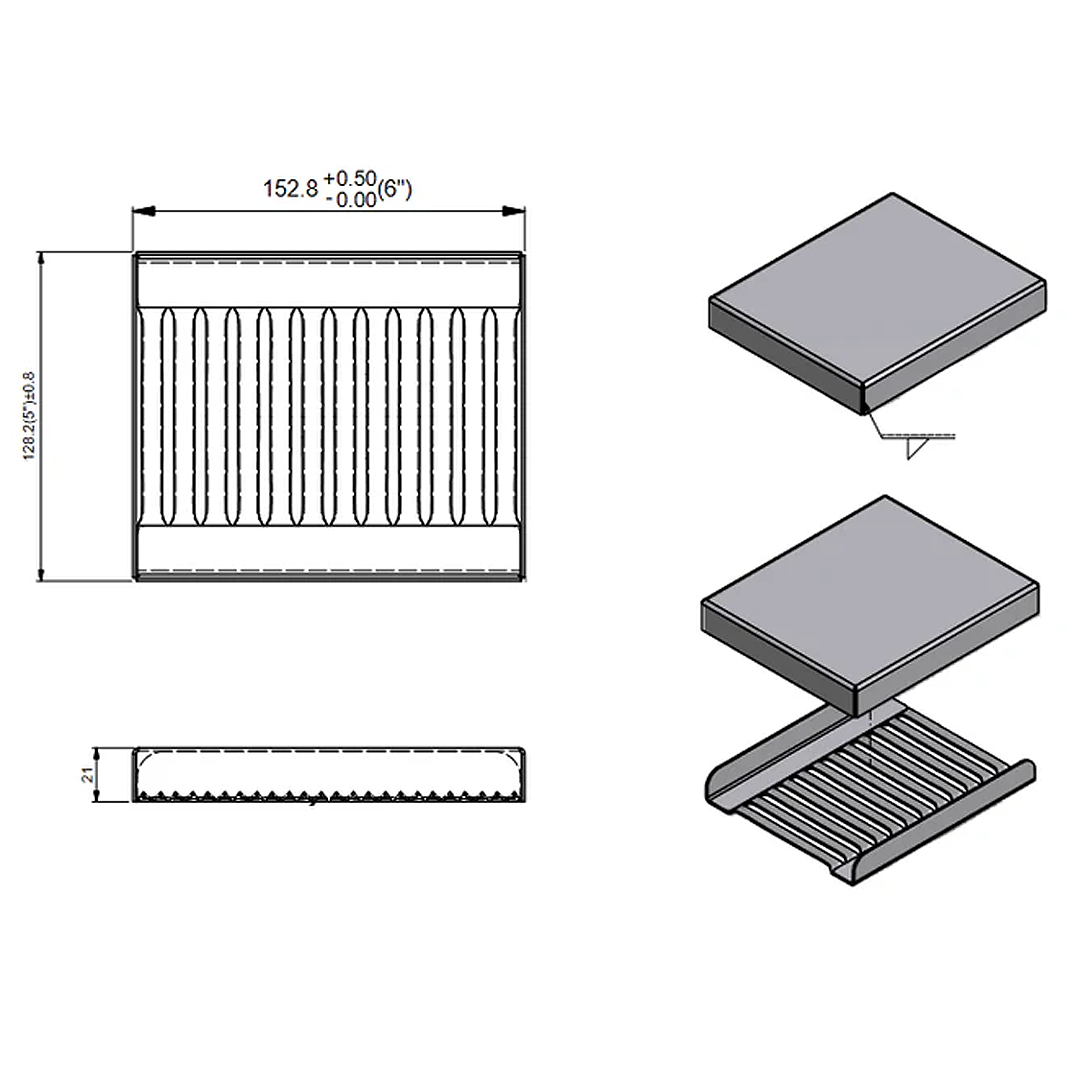 Drip Tray, Stainless Steel, Super Heavy, Removeable Grate, 6″x5″x.75″