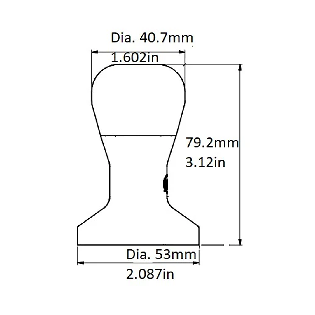 3″ Round Tamper, Stainless Steel, 53mm, Flat Bottom